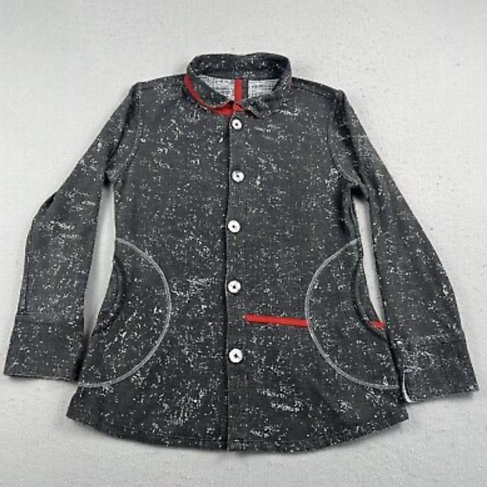 Parsley & Sage-Reversible Lightweight Long Sleeve Cotton Button Jacket/Grays+ M